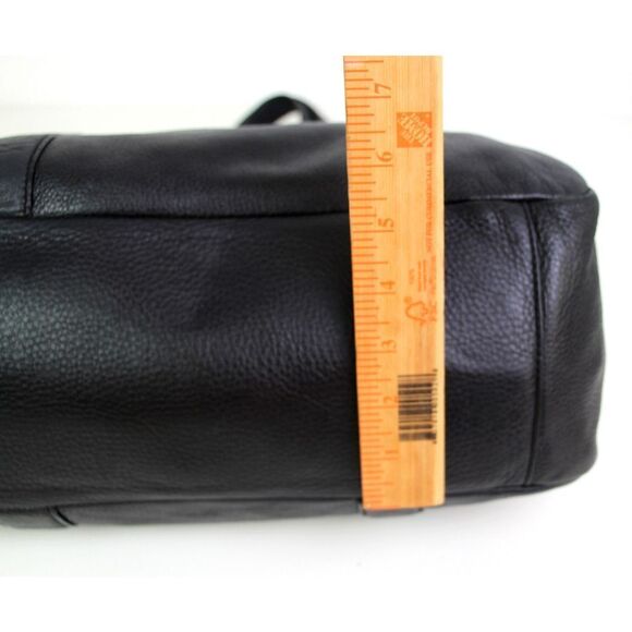 ROOMY Calvin Klein BLACK REAL LEATHER LOGO SHOULDER BAG HANDBAG TOTE HOBO PURSE - Picture 11 of 16